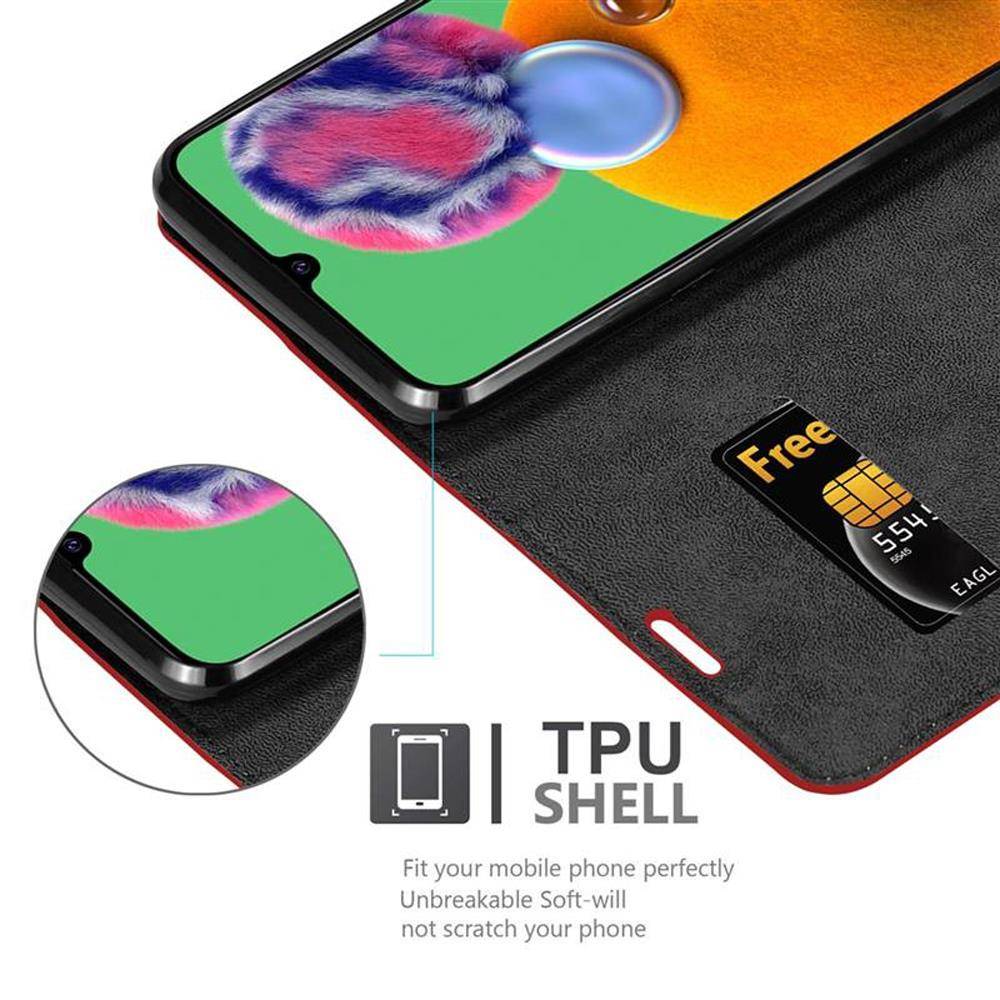 Cadorabo Hülle für Samsung Galaxy A90 5G Schutz Hülle in Rot Handyhülle Etui Case Cover Magnetverschluss