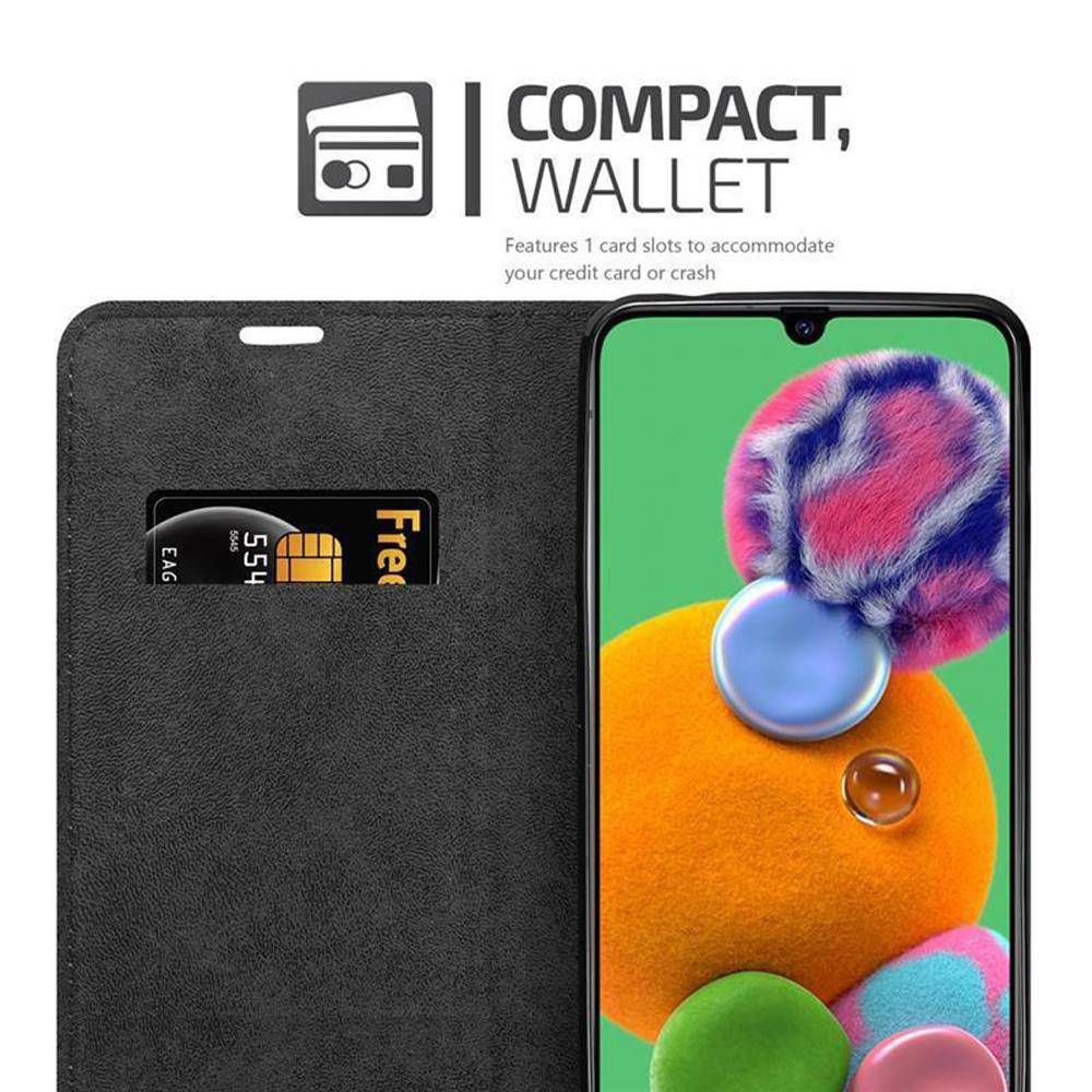 Cadorabo Hülle für Samsung Galaxy A90 5G Schutz Hülle in Schwarz Handyhülle Etui Case Cover Magnetverschluss