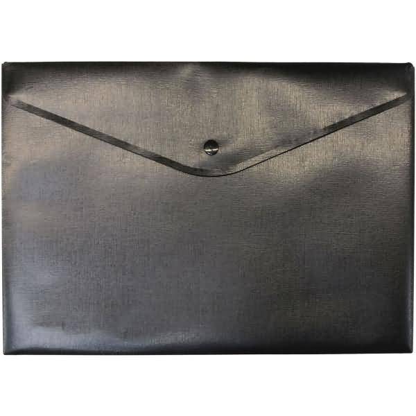 Dokumententasche A4 PP Druckknopf schwarz opak