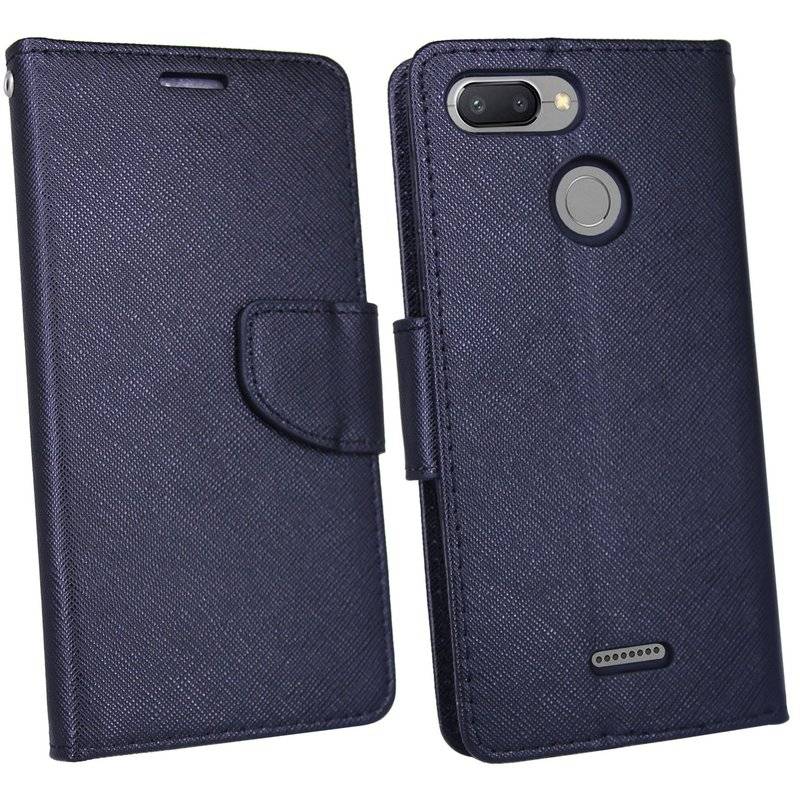 Elegante Buch-Tasche Hülle für das XIAOMI REDMI 6 in Schwarz Leder Optik Wallet Book-Style Cover Schale