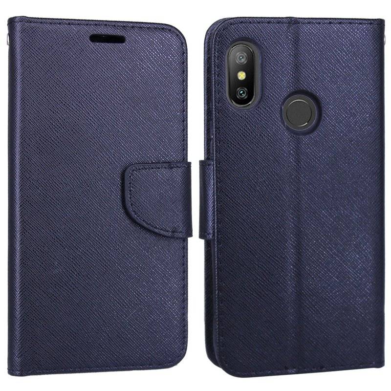 Elegante Buch-Tasche Hülle für das XIAOMI REDMI 6 PRO in Schwarz Leder Optik Wallet Book-Style Cover Schale