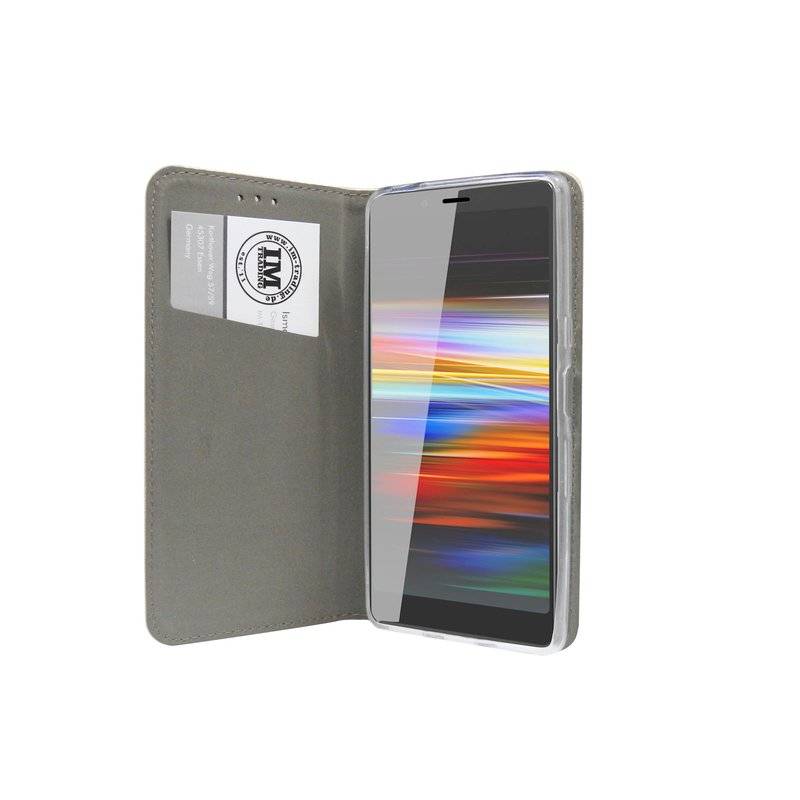 Buch Tasche "Smart" SONY XPERIA L3 Handy Hülle Etui Brieftasche Schutzhülle mit Standfunktion, Kartenfach Gold
