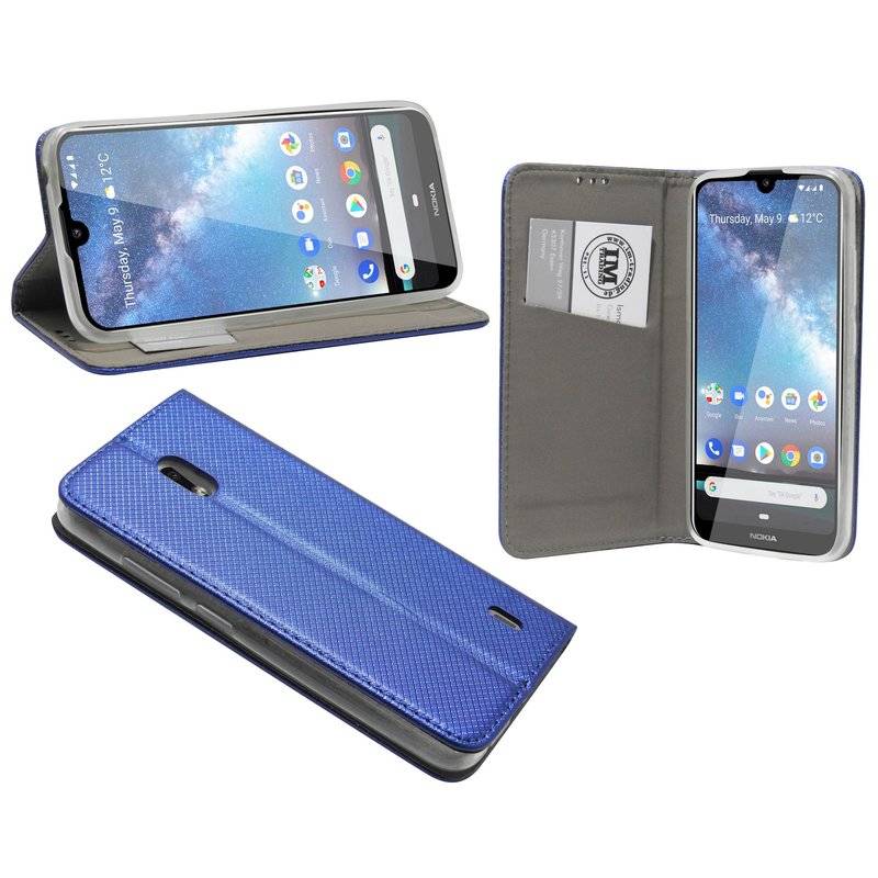 Buch Tasche "Smart" kompatibel mit NOKIA 2.2 Handy Hülle Etui Brieftasche Schutzhülle mit Standfunktion, Kartenfach Blau