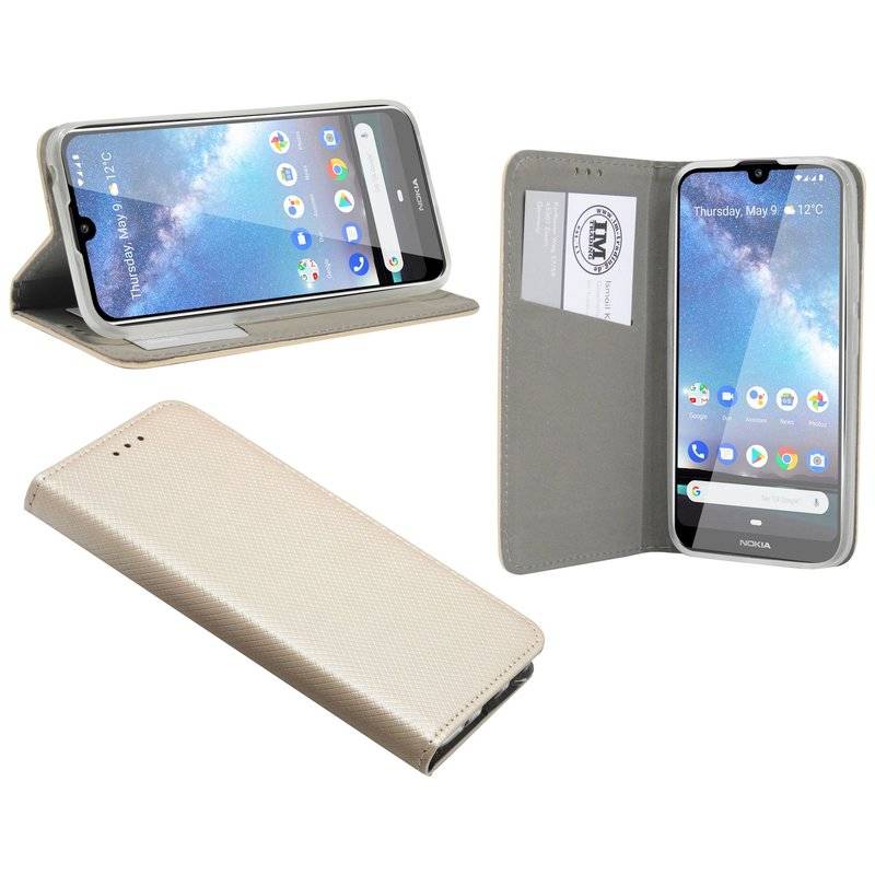 Buch Tasche "Smart" kompatibel mit NOKIA 2.2 Handy Hülle Etui Brieftasche Schutzhülle mit Standfunktion, Kartenfach Gold