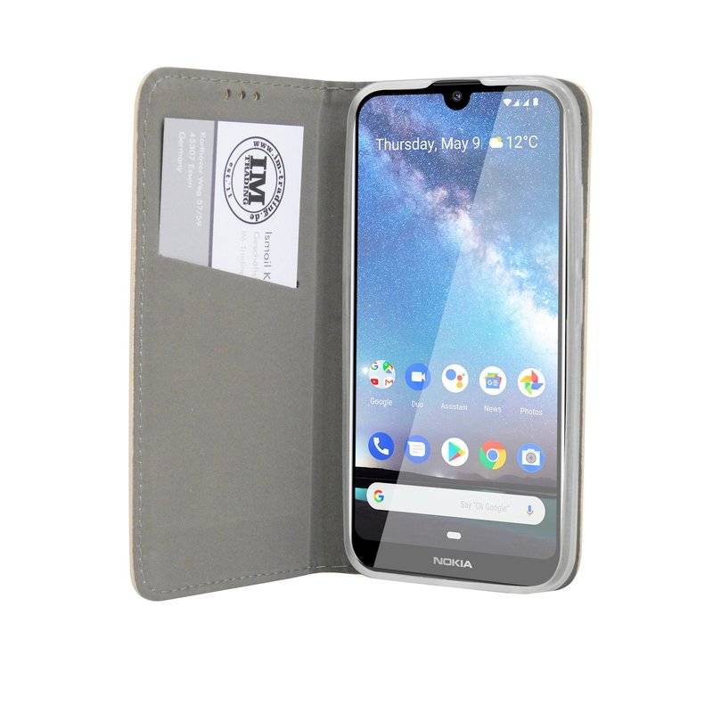 Buch Tasche "Smart" kompatibel mit NOKIA 2.2 Handy Hülle Etui Brieftasche Schutzhülle mit Standfunktion, Kartenfach Gold