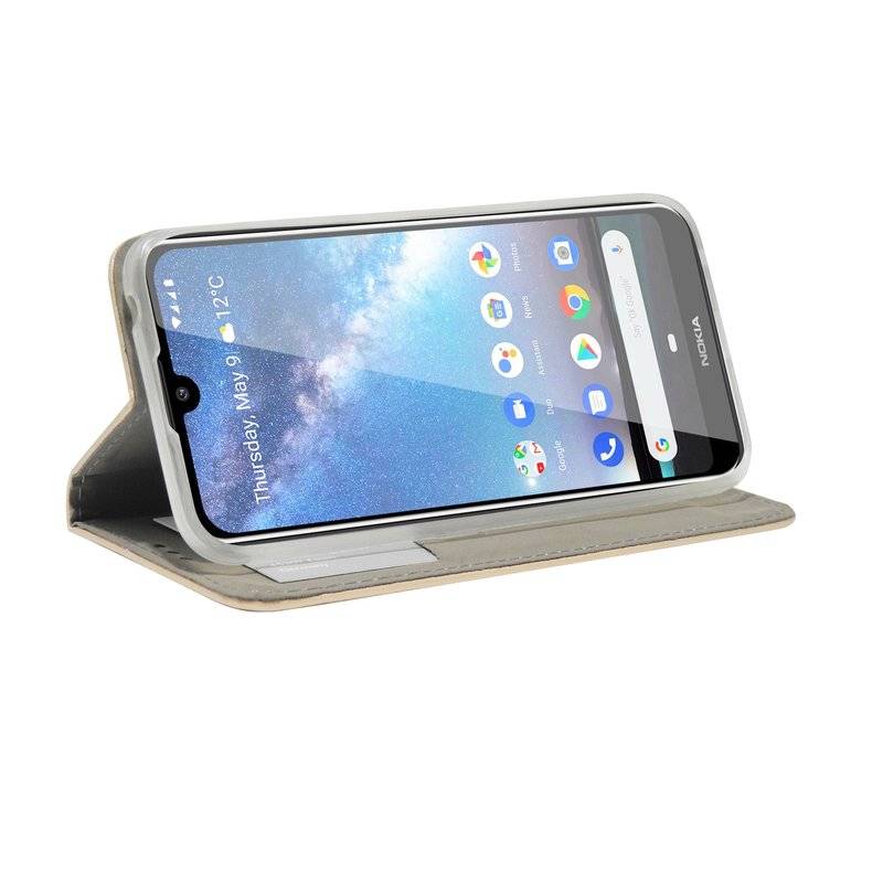 Buch Tasche "Smart" kompatibel mit NOKIA 2.2 Handy Hülle Etui Brieftasche Schutzhülle mit Standfunktion, Kartenfach Gold