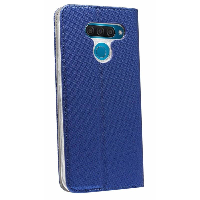 Buch Tasche "Smart" kompatibel mit LG K50 Handy Hülle Etui Brieftasche Schutzhülle mit Standfunktion, Kartenfach Blau