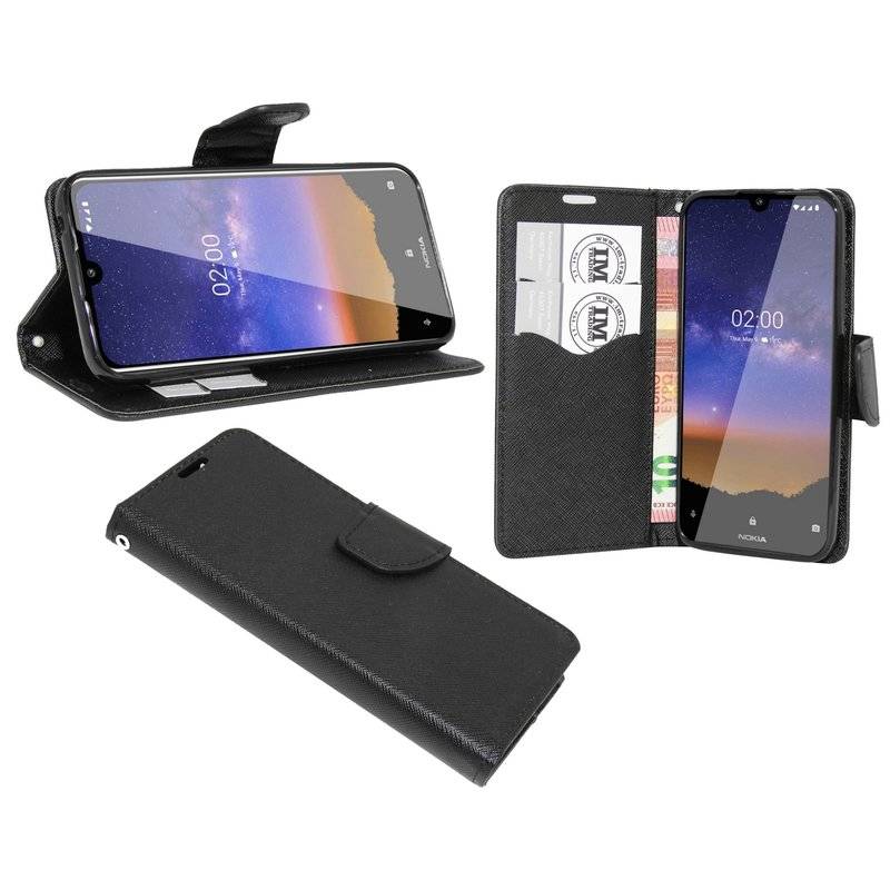 Buch Tasche "Fancy" NOKIA 2.2 Handy Hülle Etui Brieftasche Schutzhülle mit Standfunktion, Kartenfach Schwarz
