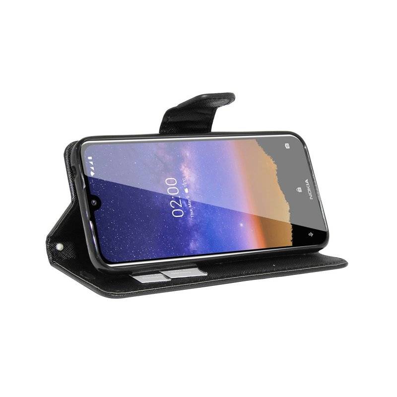 Buch Tasche "Fancy" NOKIA 2.2 Handy Hülle Etui Brieftasche Schutzhülle mit Standfunktion, Kartenfach Schwarz