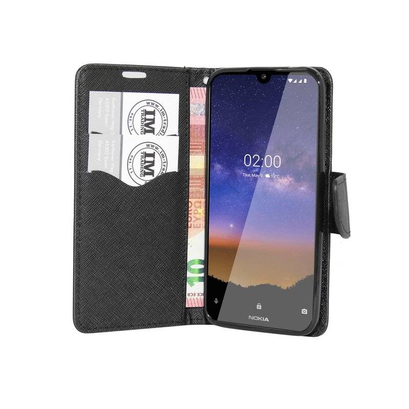 Buch Tasche "Fancy" NOKIA 2.2 Handy Hülle Etui Brieftasche Schutzhülle mit Standfunktion, Kartenfach Schwarz