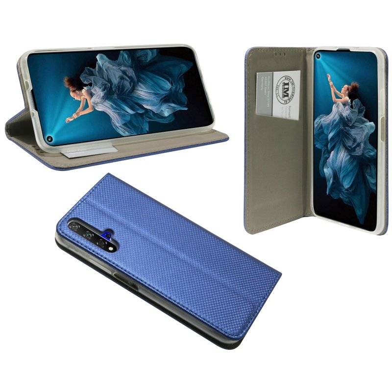 Buch Tasche "Smart" Huawei Nova 5T Handy Hülle Etui Brieftasche Schutzhülle mit Standfunktion, Kartenfach Blau