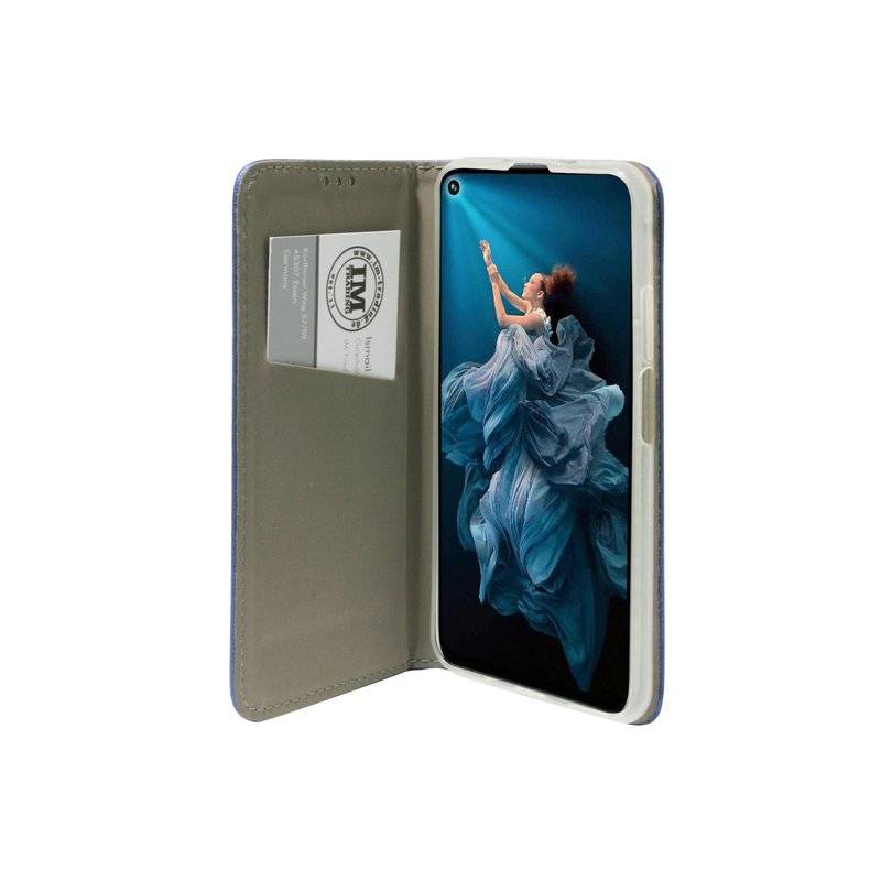 Buch Tasche "Smart" Huawei Nova 5T Handy Hülle Etui Brieftasche Schutzhülle mit Standfunktion, Kartenfach Blau