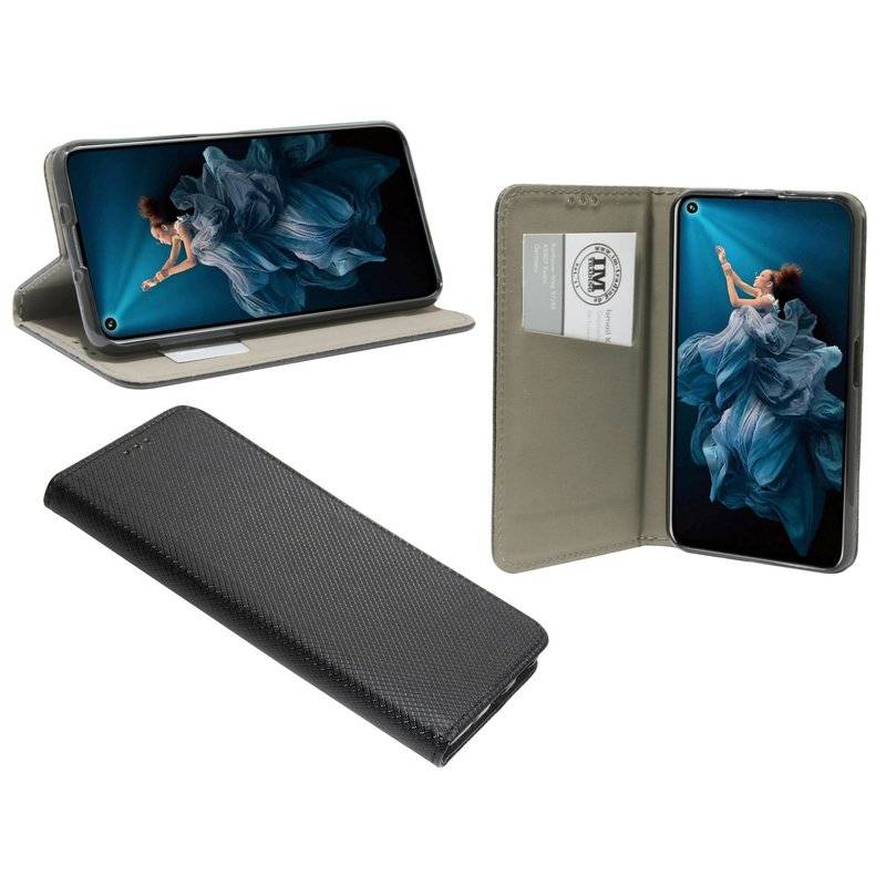 Buch Tasche "Smart" Huawei Nova 5T Handy Hülle Etui Brieftasche Schutzhülle mit Standfunktion, Kartenfach Schwarz