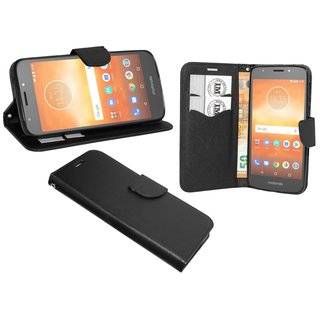 cofi1453® Buch Tasche "Fancy" kompatibel mit MOTOROLA MOTO E5 PLUS Handy Hülle Etui Brieftasche Schutzhülle mit Standfunktion, Kartenfach Schwarz