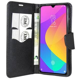 cofi1453® Buch Tasche "Fancy" kompatibel mit XIAOMI MI 9 LITE Handy Hülle Etui Brieftasche Schutzhülle mit Standfunktion, Kartenfach Schwarz