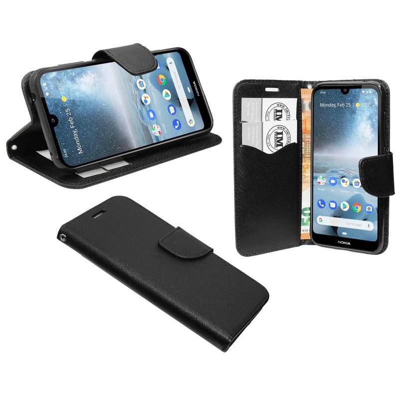 Buch Tasche "Fancy" NOKIA 4.2 Handy Hülle Etui Brieftasche Schutzhülle mit Standfunktion, Kartenfach Schwarz