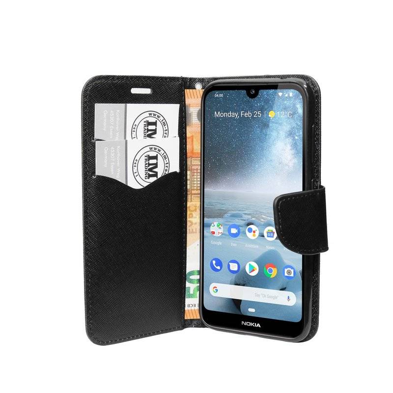 Buch Tasche "Fancy" NOKIA 4.2 Handy Hülle Etui Brieftasche Schutzhülle mit Standfunktion, Kartenfach Schwarz