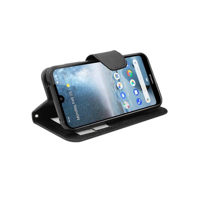Buch Tasche "Fancy" NOKIA 4.2 Handy Hülle Etui Brieftasche Schutzhülle mit Standfunktion, Kartenfach Schwarz