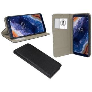 Buch Tasche "Smart" für NOKIA 9 PUREVIEW Handy Hülle Etui Brieftasche Schutzhülle mit Standfunktion, Kartenfach Schwarz