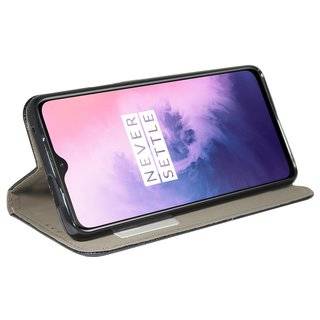 Buch Tasche "Smart" für OnePlus 7 Pro Handy Hülle Etui Brieftasche Schutzhülle mit Standfunktion, Kartenfach Schwarz