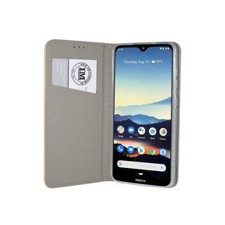 Buch Tasche "Smart" für NOKIA 6.2 Handy Hülle Etui Brieftasche Schutzhülle mit Standfunktion, Kartenfach Gold