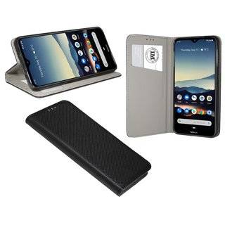 Buch Tasche "Smart" für NOKIA 6.2 Handy Hülle Etui Brieftasche Schutzhülle mit Standfunktion, Kartenfach Schwarz