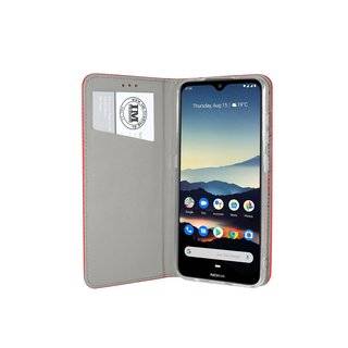 Buch Tasche "Smart" für NOKIA 6.2 Handy Hülle Etui Brieftasche Schutzhülle mit Standfunktion, Kartenfach Rot