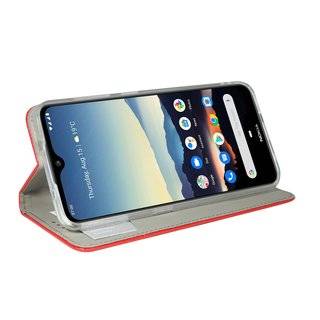 Buch Tasche "Smart" für NOKIA 6.2 Handy Hülle Etui Brieftasche Schutzhülle mit Standfunktion, Kartenfach Rot