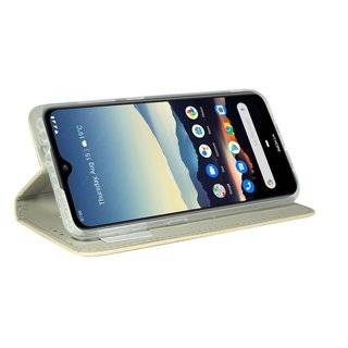 Buch Tasche "Smart" für NOKIA 7.2 Handy Hülle Etui Brieftasche Schutzhülle mit Standfunktion, Kartenfach Gold
