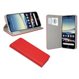 Buch Tasche "Smart" für NOKIA 7.2 Handy Hülle Etui Brieftasche Schutzhülle mit Standfunktion, Kartenfach Rot