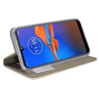 Buch-Tasche Hülle Smart Magnet für MOTOROLA MOTO E6 PLUS Leder Optik Wallet Book-Style Cover Schale in Gold