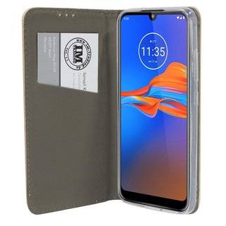 Buch-Tasche Hülle Smart Magnet für MOTOROLA MOTO E6 PLUS Leder Optik Wallet Book-Style Cover Schale in Gold