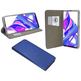 Buch Tasche "Smart" für HONOR 9X Handy Hülle Etui Brieftasche Schutzhülle mit Standfunktion, Kartenfach Blau
