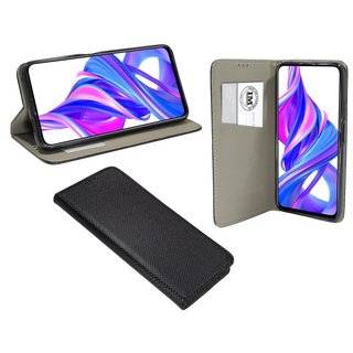 Buch Tasche "Smart" für HONOR 9X Handy Hülle Etui Brieftasche Schutzhülle mit Standfunktion, Kartenfach Schwarz