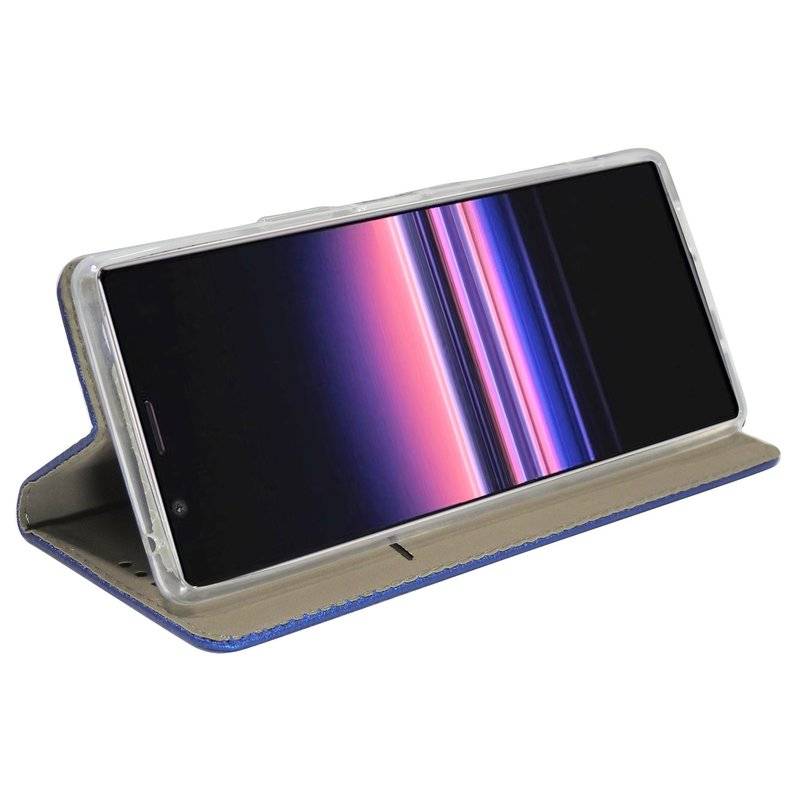 Buch Tasche "Smart" SONY XPERIA 5 Handy Hülle Etui Brieftasche Schutzhülle mit Standfunktion, Kartenfach Blau