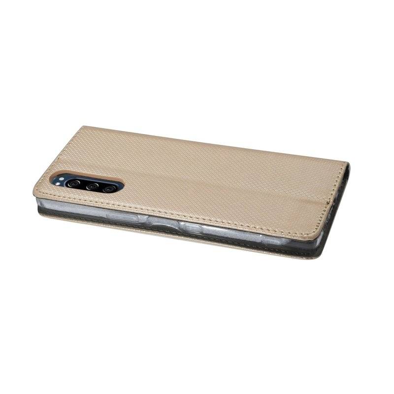Buch Tasche "Smart" SONY XPERIA 5 Handy Hülle Etui Brieftasche Schutzhülle mit Standfunktion, Kartenfach Gold
