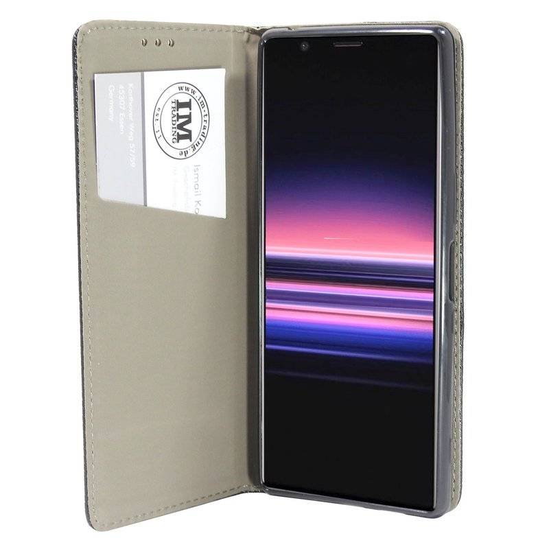 Buch Tasche "Smart" SONY XPERIA 5 Handy Hülle Etui Brieftasche Schutzhülle mit Standfunktion, Kartenfach Schwarz