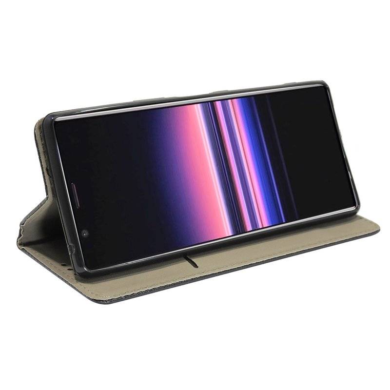 Buch Tasche "Smart" SONY XPERIA 5 Handy Hülle Etui Brieftasche Schutzhülle mit Standfunktion, Kartenfach Schwarz