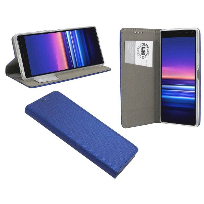 Buch Tasche "Smart" SONY XPERIA 20 Handy Hülle Etui Brieftasche Schutzhülle mit Standfunktion, Kartenfach Blau