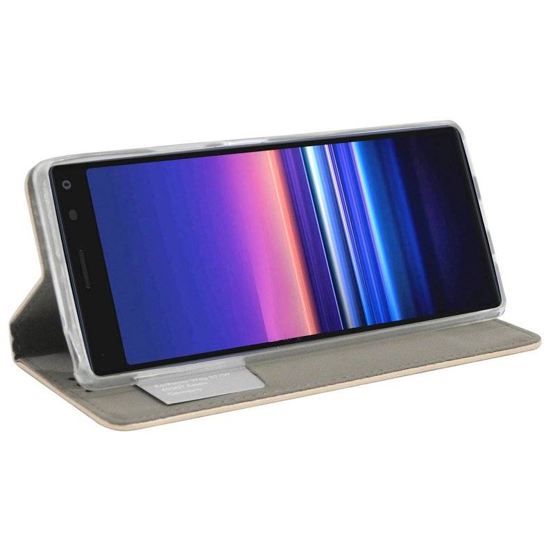 Buch Tasche "Smart" SONY XPERIA 20 Handy Hülle Etui Brieftasche Schutzhülle mit Standfunktion, Kartenfach Gold
