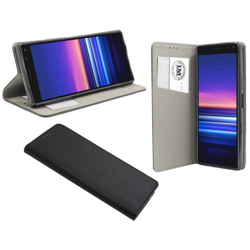 Buch Tasche "Smart" SONY XPERIA 20 Handy Hülle Etui Brieftasche Schutzhülle mit Standfunktion, Kartenfach Schwarz