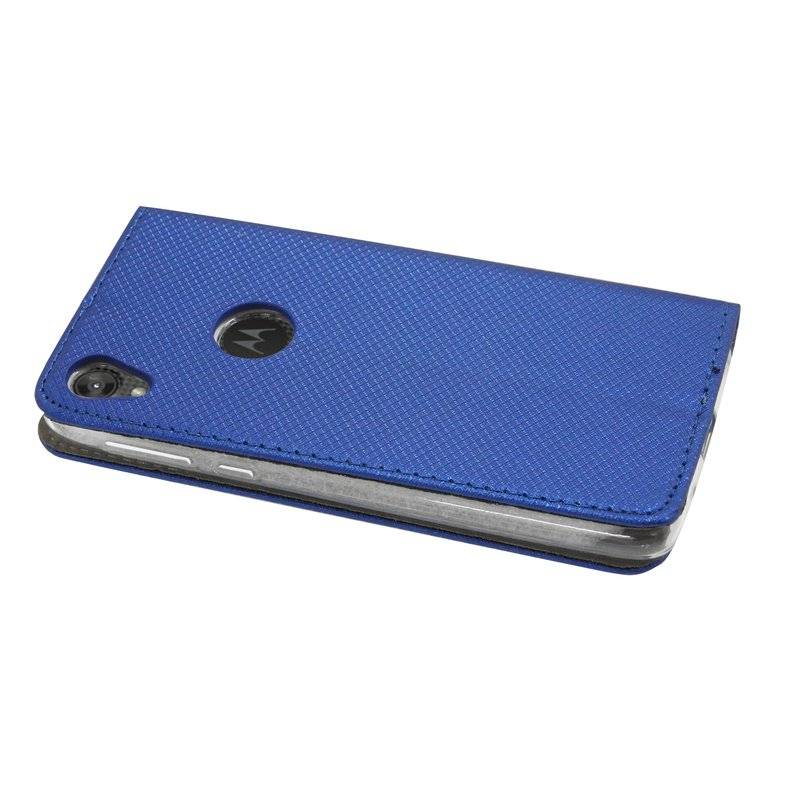Elegante Buch-Tasche Hülle Smart Magnet MOTOROLA MOTO E6 Leder Optik Wallet Book-Style Cover Schale in Blau