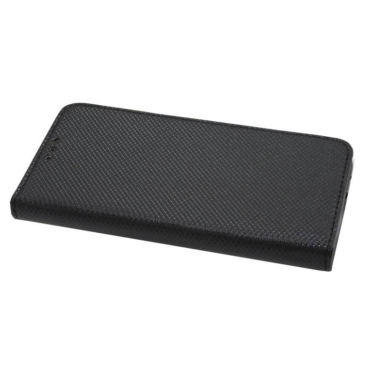Elegante Buch-Tasche Hülle Smart Magnet MOTOROLA MOTO E6 Leder Optik Wallet Book-Style Cover Schale in Schwarz