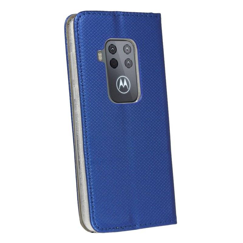 Buch Tasche "Smart" MOTOROLA ONE ZOOM Handy Hülle Etui Brieftasche Schutzhülle mit Standfunktion, Kartenfach Blau