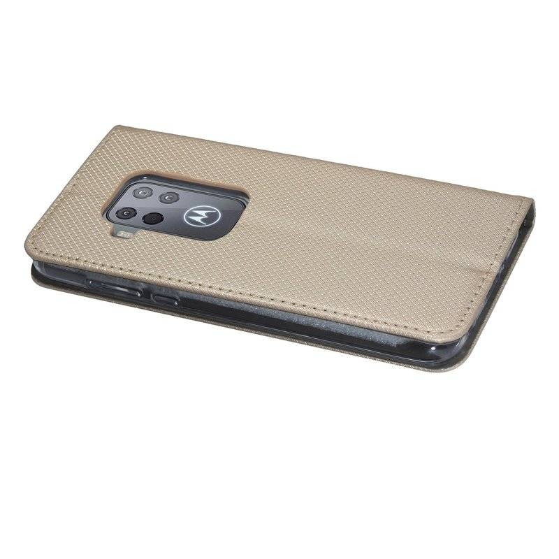 Buch Tasche "Smart" MOTOROLA ONE ZOOM Handy Hülle Etui Brieftasche Schutzhülle mit Standfunktion, Kartenfach Gold
