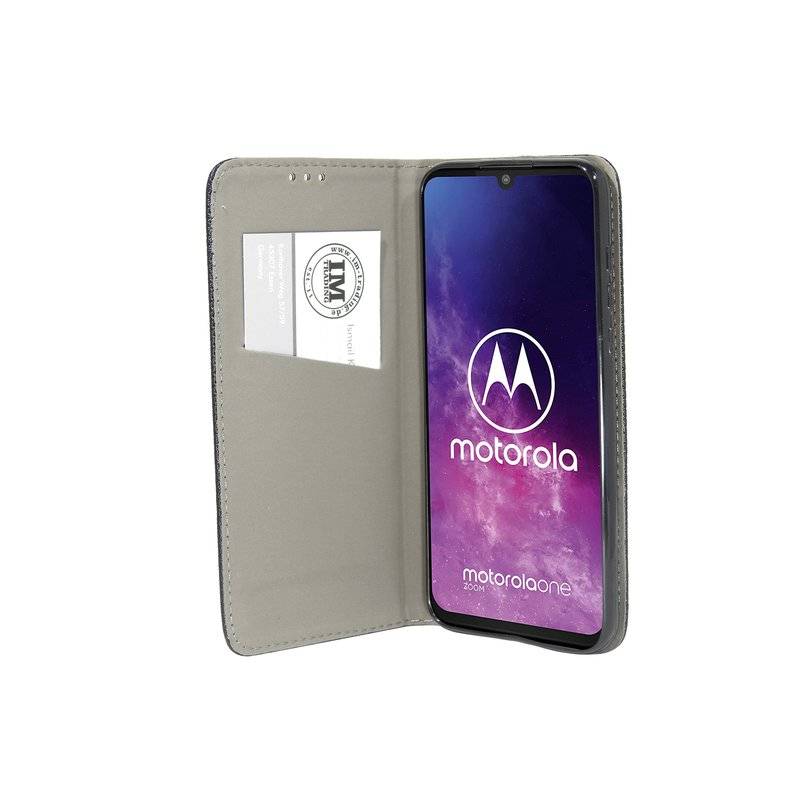 Buch Tasche "Smart" MOTOROLA ONE ZOOM Handy Hülle Etui Brieftasche Schutzhülle mit Standfunktion, Kartenfach Schwarz