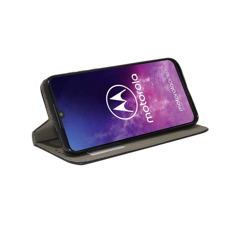 Buch Tasche "Smart" MOTOROLA ONE ZOOM Handy Hülle Etui Brieftasche Schutzhülle mit Standfunktion, Kartenfach Schwarz