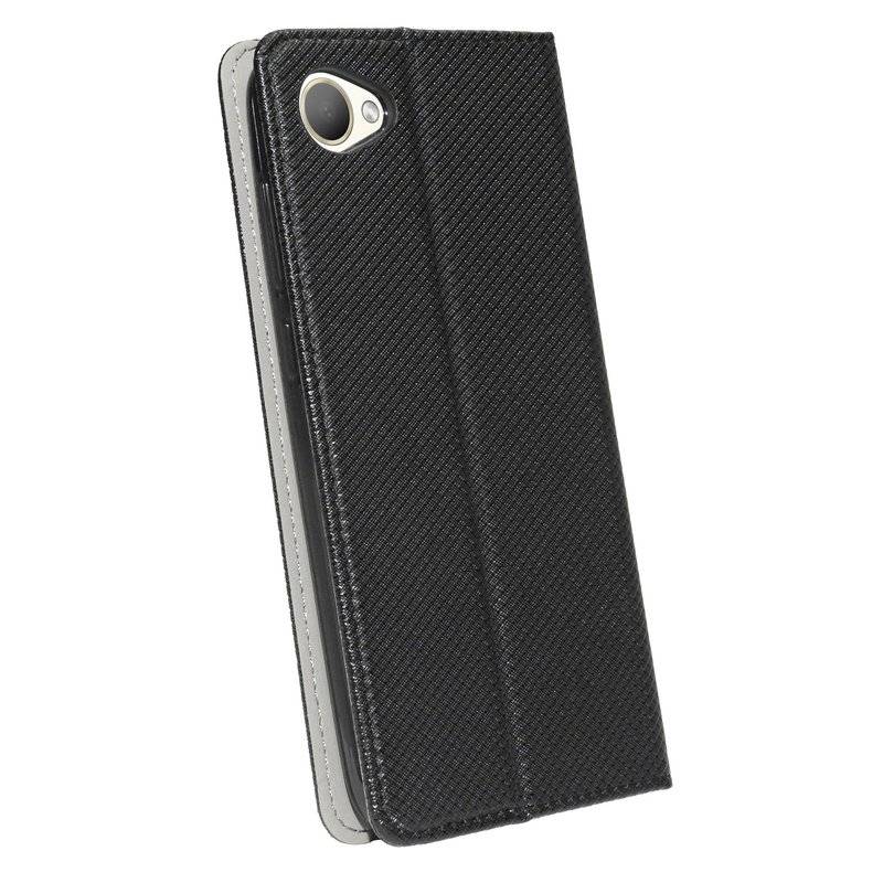 Buch Tasche "Smart" HTC DESIRE 12 Handy Hülle Etui Brieftasche Schutzhülle mit Standfunktion, Kartenfach Schwarz