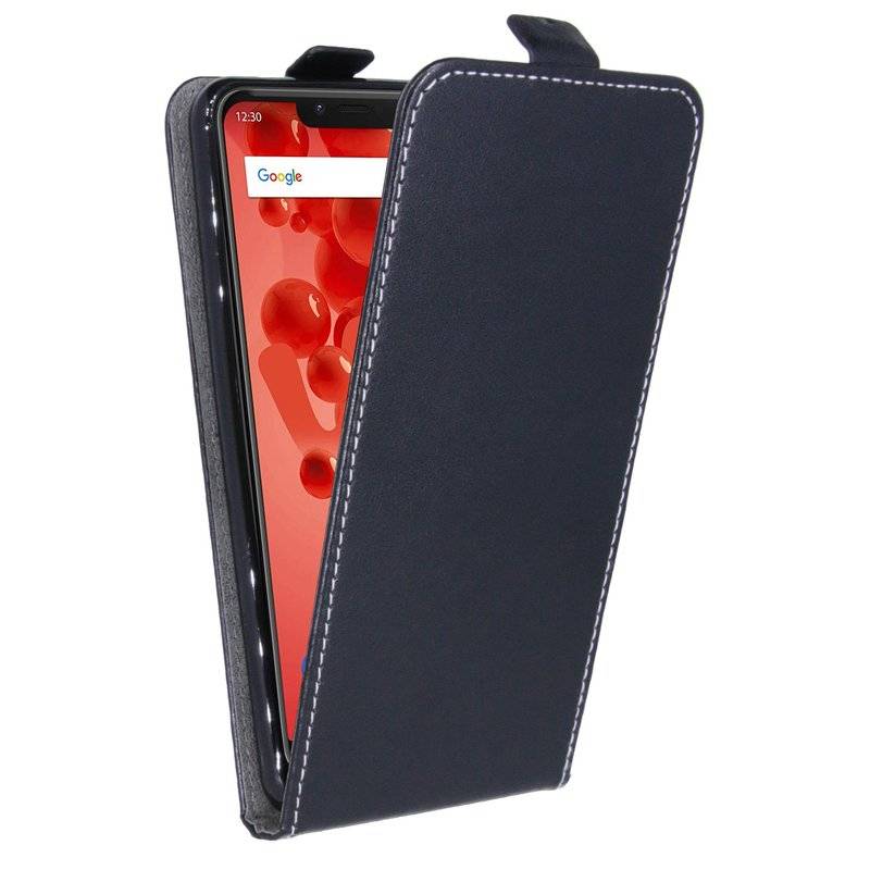 Wiko View 2 PLUS // Klapptasche Schutztasche Schutzhülle Flip Tasche Hülle Zubehör Etui in Schwarz Tasche Hülle