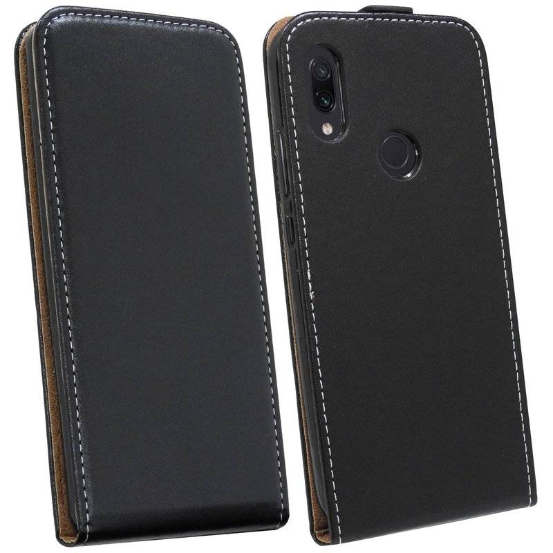 Flip Case kompatibel mit XIAOMI REDMI 7 Handy Tasche vertikal aufklappbar Schutzhülle Klapp Hülle Schwarz